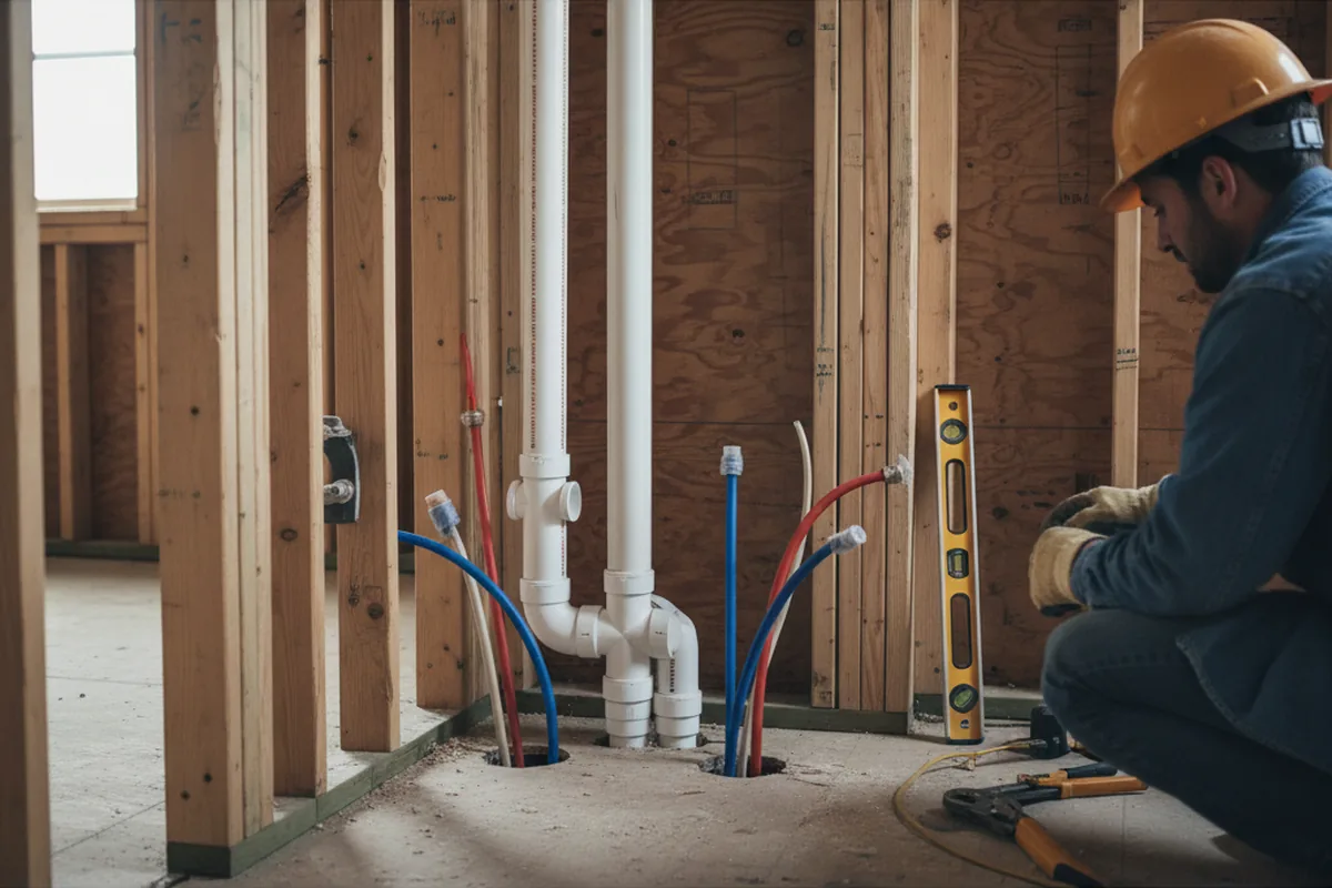 Drain and supply rough-in during Leak Detection in Harrison